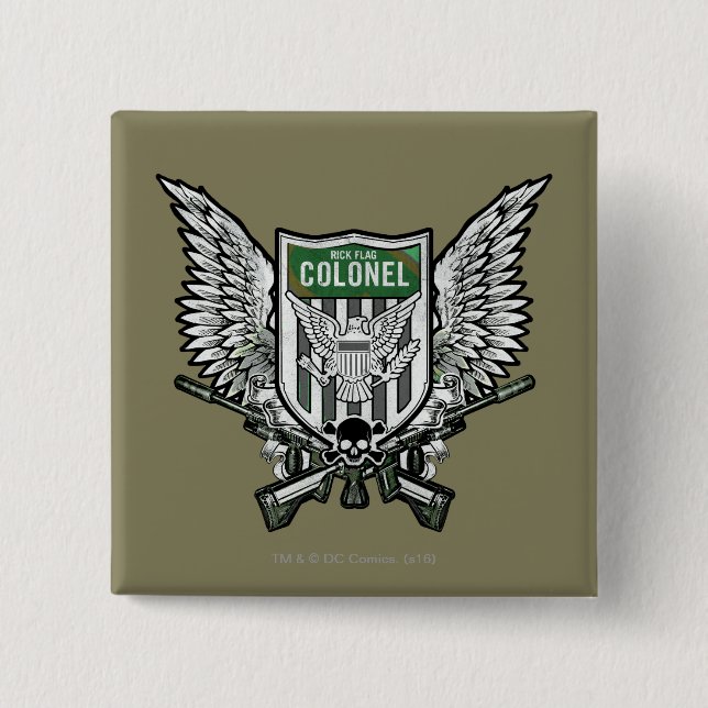 Suicide Squad | Rick Flag Winged Crest Tattoo Art Pinback Button (Front)