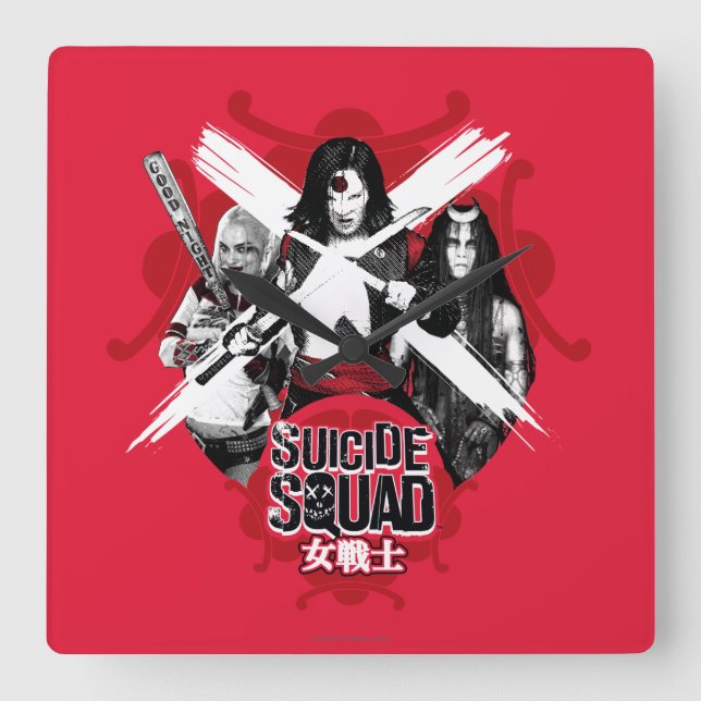 Suicide Squad | Squad Girls "Female Warrior" Square Wall Clock (Front)