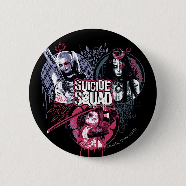 Suicide Squad | Squad Girls Graffiti Badges Pinback Button (Front)