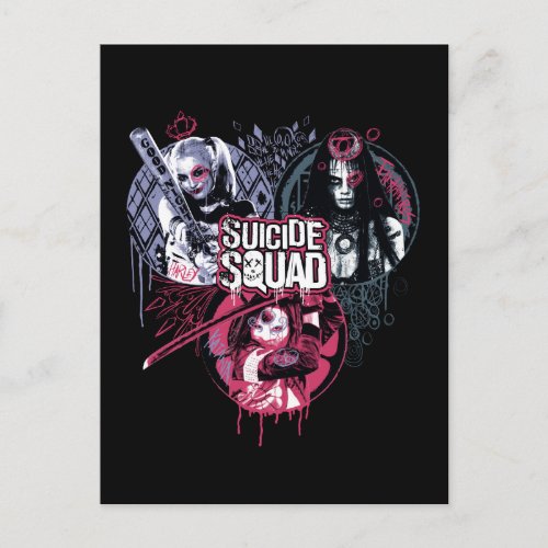 Suicide Squad  Squad Girls Graffiti Badges Postcard