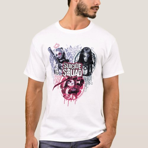 Suicide Squad  Squad Girls Graffiti Badges T_Shirt