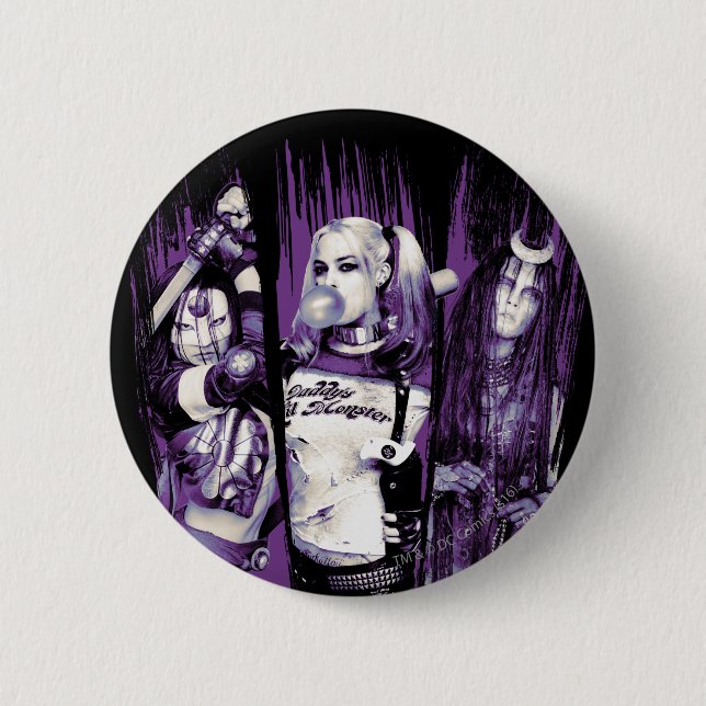 Suicide Squad | Squad Girls "In Squad We Trust" Pinback Button (Front)