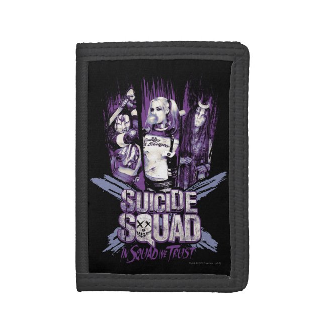 Suicide Squad | Squad Girls "In Squad We Trust" Tri-fold Wallet (Front Vertical)