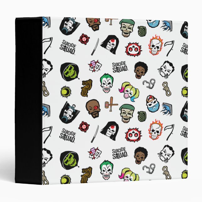 Suicide Squad | Suicide Squad Emoji Pattern 3 Ring Binder (Front/Spine)