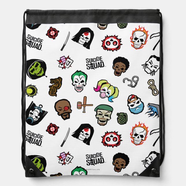 Suicide Squad | Suicide Squad Emoji Pattern Drawstring Bag (Front)