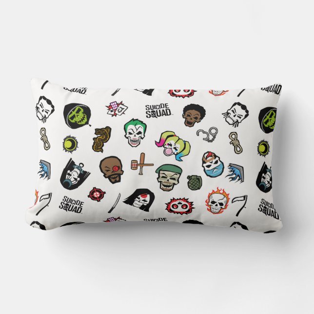 Suicide Squad | Suicide Squad Emoji Pattern Lumbar Pillow (Front)