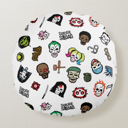 Suicide Squad  Suicide Squad Emoji Pattern Round Pillow