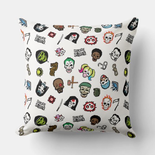 Suicide Squad  Suicide Squad Emoji Pattern Throw Pillow