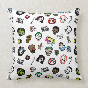 Suicide Squad   Suicide Squad Emoji Pattern Throw Pillow