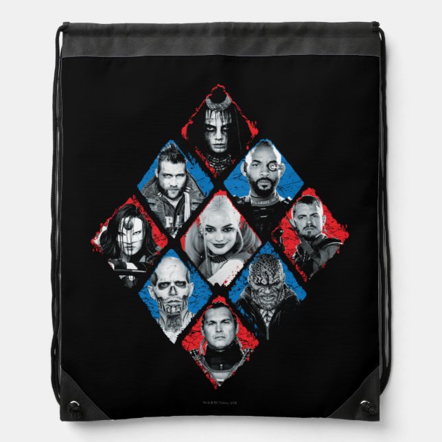 Suicide Squad | Task Force X Checkered Diamond Drawstring Bag (Front)