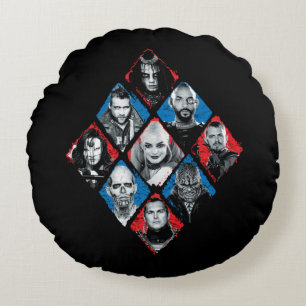 Suicide Squad   Task Force X Checkered Diamond Round Pillow