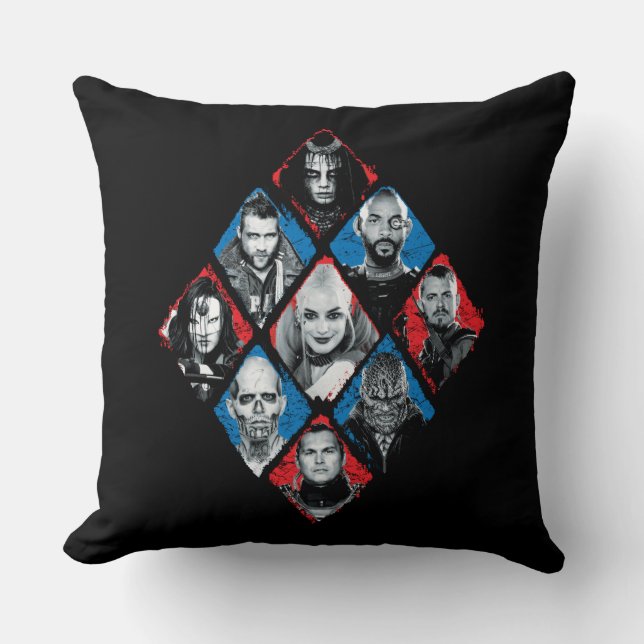 Suicide Squad | Task Force X Checkered Diamond Throw Pillow (Front)