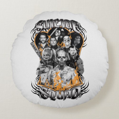 Suicide Squad  Task Force X Tribal Tattoo Round Pillow