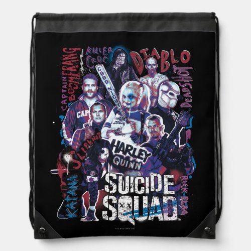 Suicide Squad  Task Force X Typography Photo Drawstring Bag