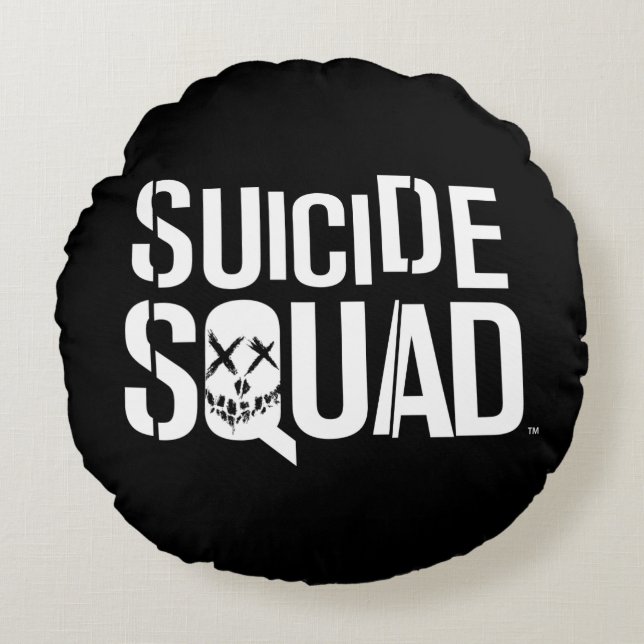 Suicide Squad | White Logo Round Pillow (Front)