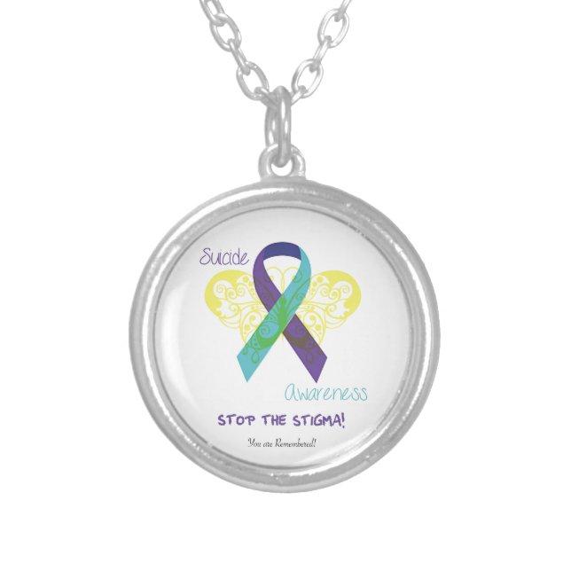SuicideAwareness pendent Silver Plated Necklace (Front)