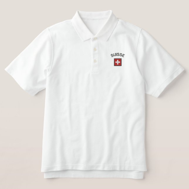 Suisse Mens Polo With Switzerland Pocket Flag (Design Front)