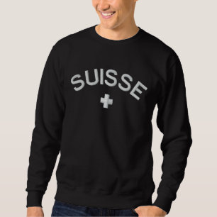 Suisse - Switzerland Flag Cross Embroidered Sweatshirt