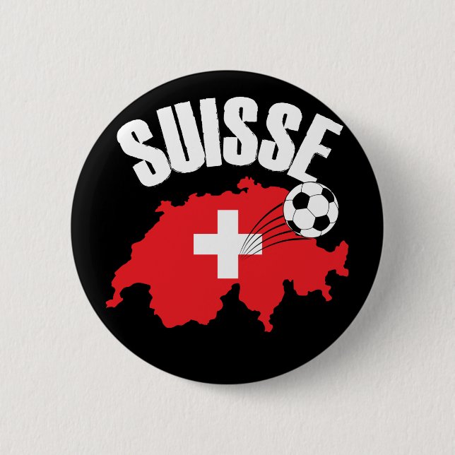 Suisse Switzerland Map Soccer Button (Front)