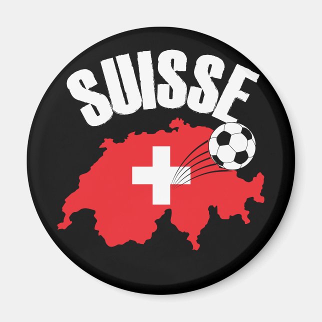 Suisse Switzerland Map Soccer Magnet (Front)