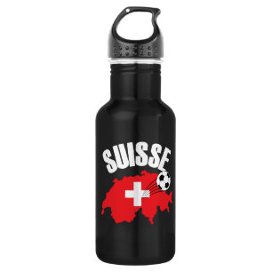 Suisse Switzerland Map Soccer Stainless Steel Water Bottle