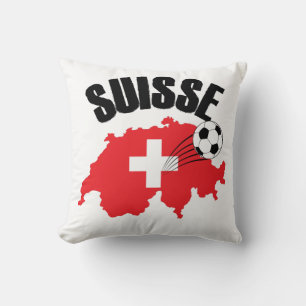 Suisse Switzerland Map Swiss Soccer Throw Pillow