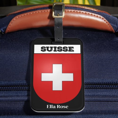 Suisse  Switzerland Vintage Coat of Arms Luggage Tag