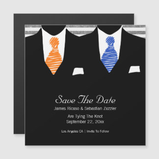 Suit and Tie Gay Save The Date Mr & Mr Wedding Magnetic Invitation