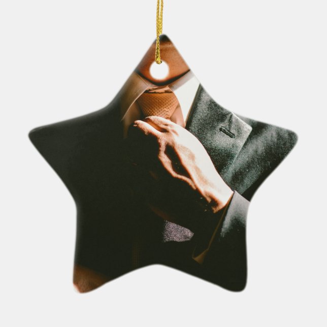 Suit businessman tie shadow effect ceramic ornament (Front)