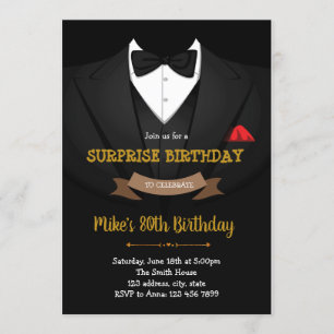 Suit man birthday party invitation