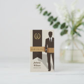 Suit Man Faux Gold Libra Laurel Classic Lawyer Business Card (Standing Front)