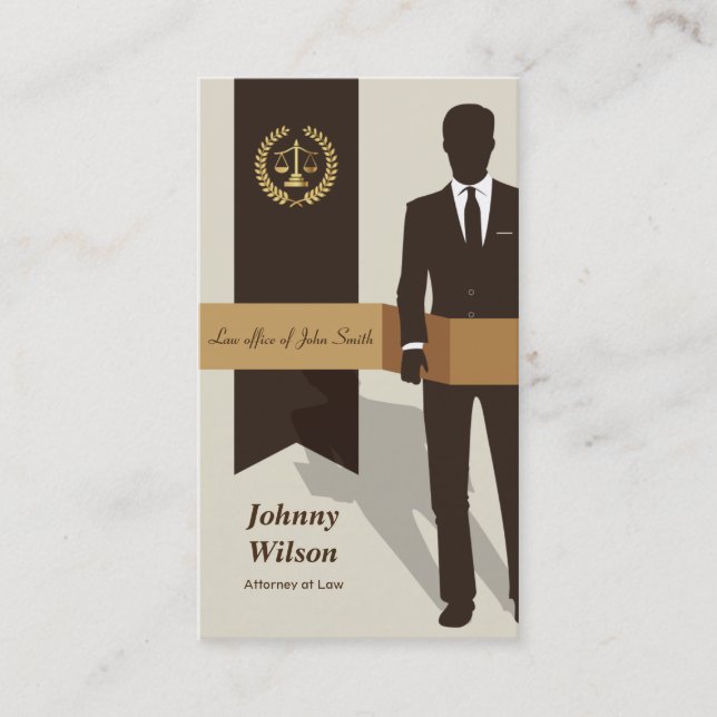 Suit Man Faux Gold Libra Laurel Classic Lawyer Business Card (Front)