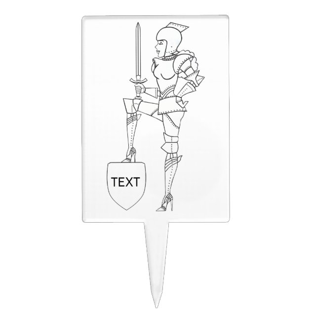 Suit of Armor Diva to Personalize  Cake Topper (Front)