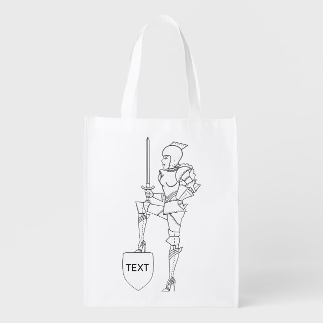 Suit of Armor Diva to Personalize Grocery Bag (Front)