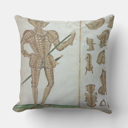 Suit of Armour for Sir Henry Lee from An Elizabe Throw Pillow