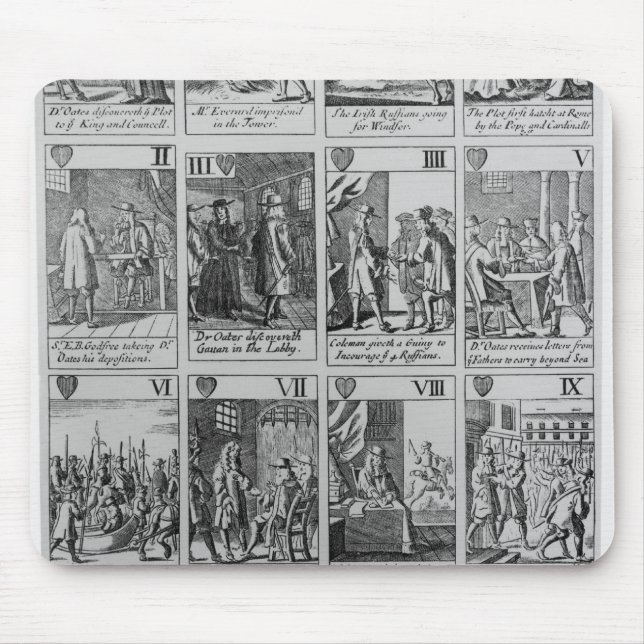 Suit of Hearts illustrating the 'Popish Plot' Mouse Pad (Front)