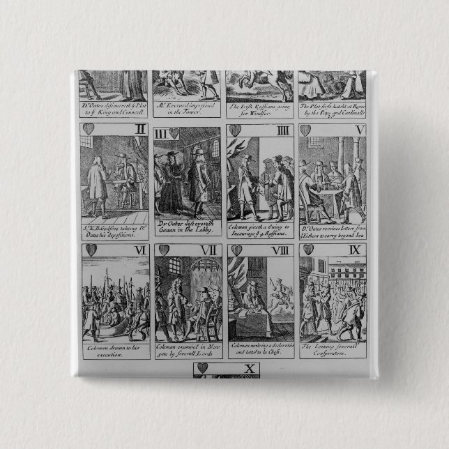 Suit of Hearts illustrating the 'Popish Plot' Pinback Button (Front)