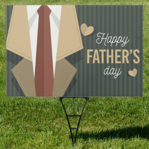 Suit, Stripes And Hearts Happy Father's Day Sign