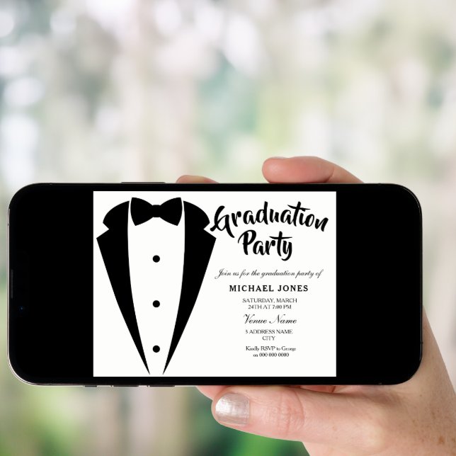 Suit & Tie Boys Mens Graduation Party Invite (Front Digital)
