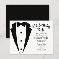 Suit & Tie mens 21st birthday party invitation