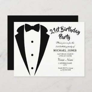 Suit & Tie mens 21st birthday party invitation