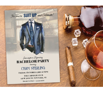 Suit Up Bachelor Party Invitation by PaperandPomp at Zazzle