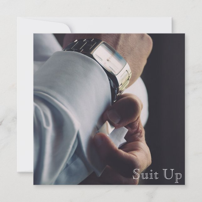 Suit Up bachelor Party invite (Front)