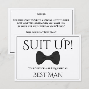 Suit Up Be My Best Man Bow Tie Card