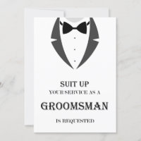 Suit Up Be My Groomsman Proposal Card