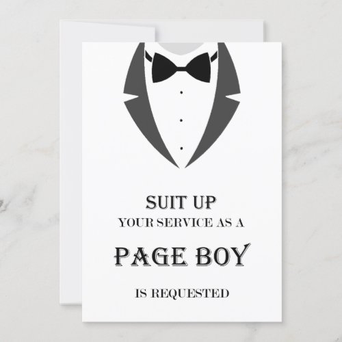 Suit Up Be My Page Boy Proposal Card