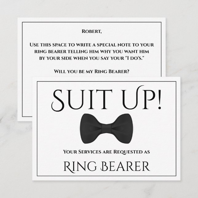 Suit Up Be My Ring Bearer Card (Front/Back)