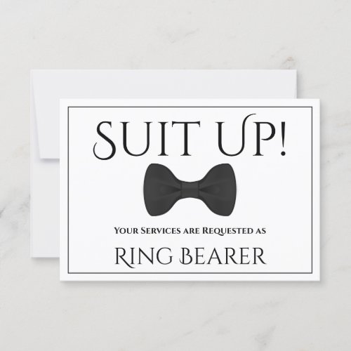 Suit Up Be My Ring Bearer Card