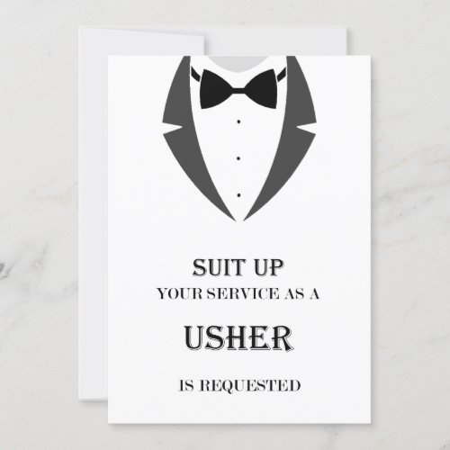 Suit Up Be My Usher Proposal Card