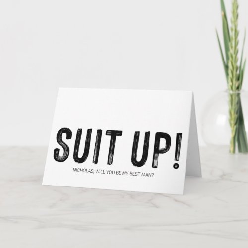 Suit Up Best Man Proposal Asking Wedding Card